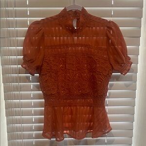 Haute Monde Rust Lace Blouse